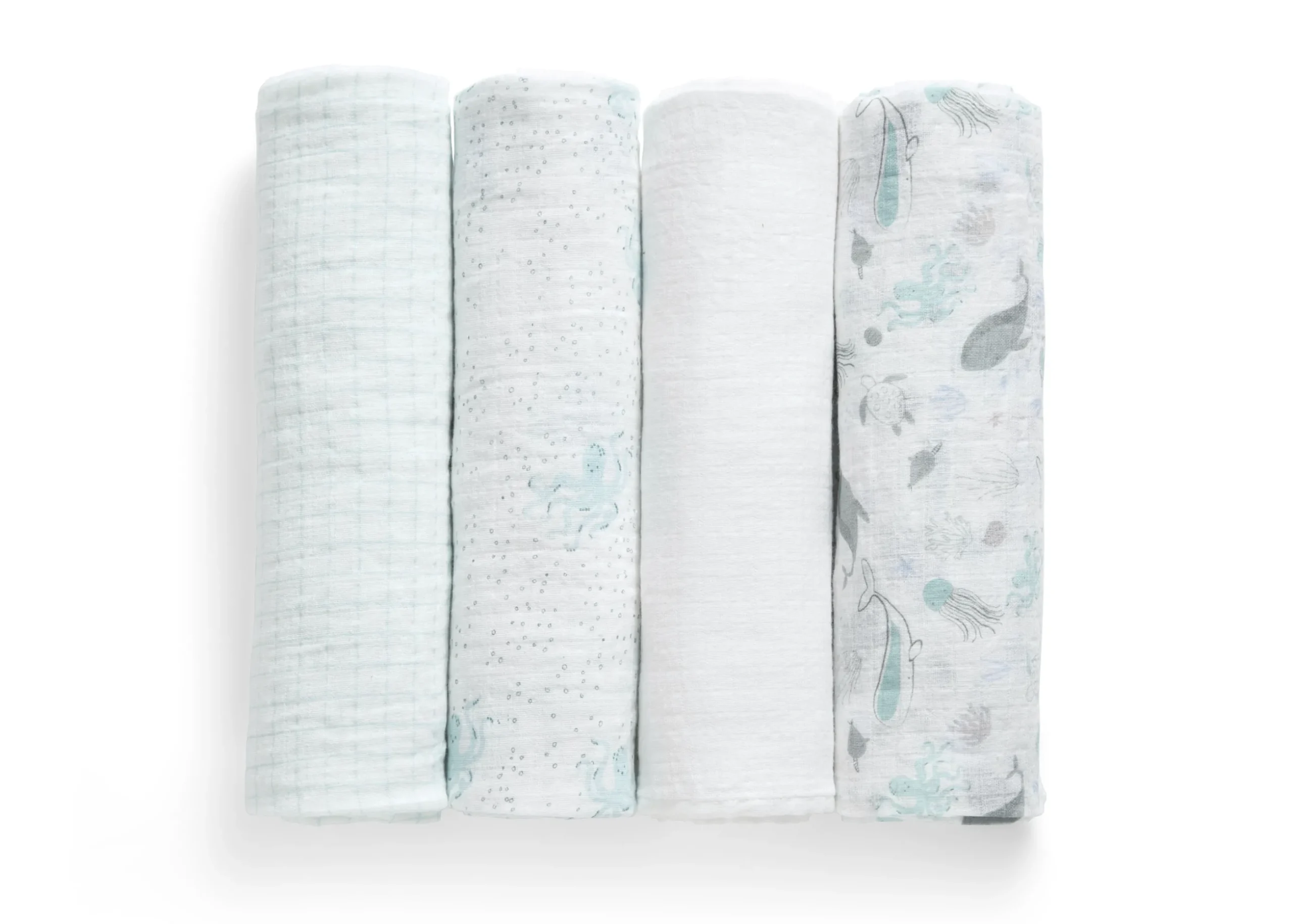 100% Cotton Muslin Baby Receiving Blankets - 4 Pack
