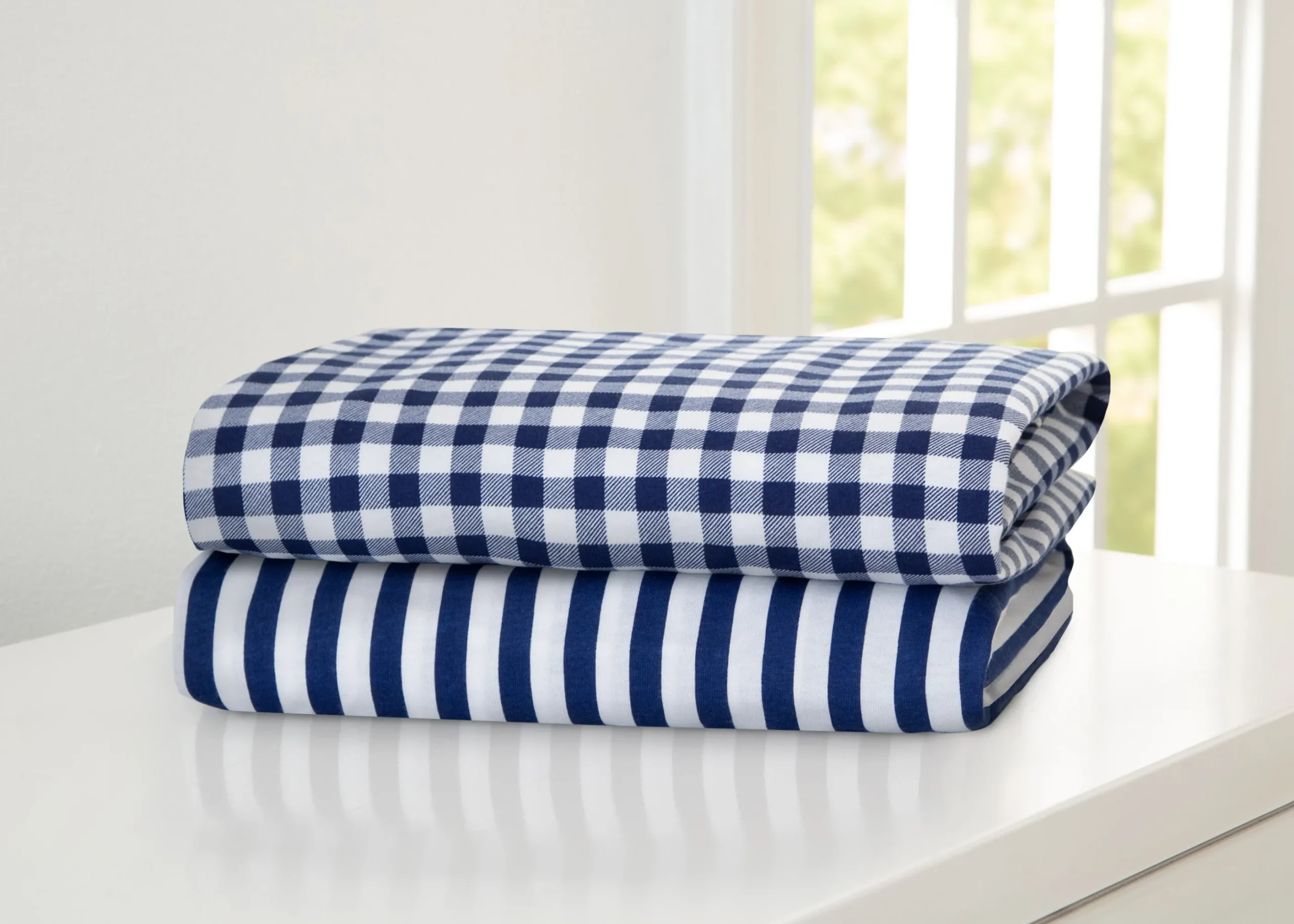 Blue Gingham Fitted Crib Sheets - 2 Pack