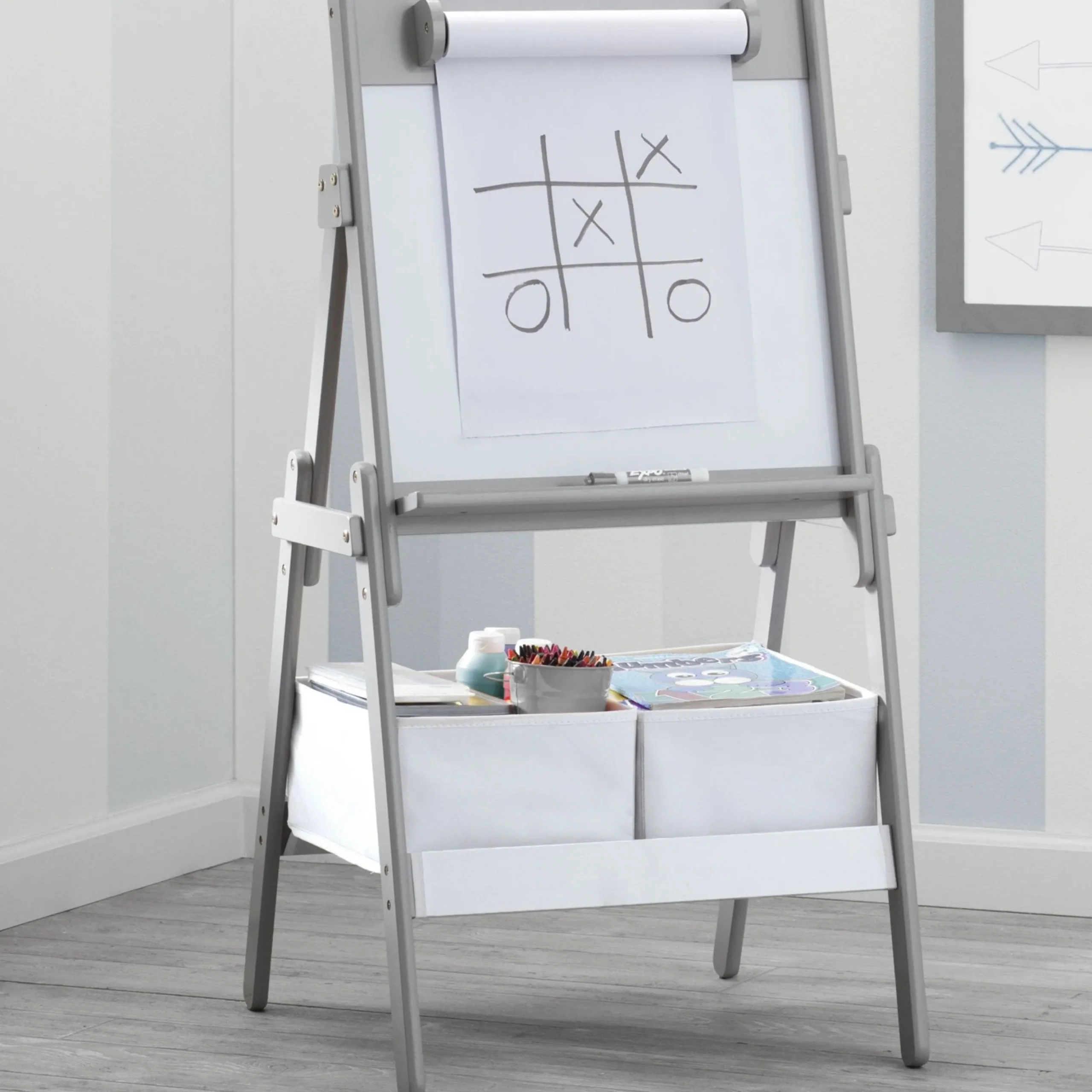 Classic Kids Whiteboard/Dry Erase Easel with Paper Roll and Storage