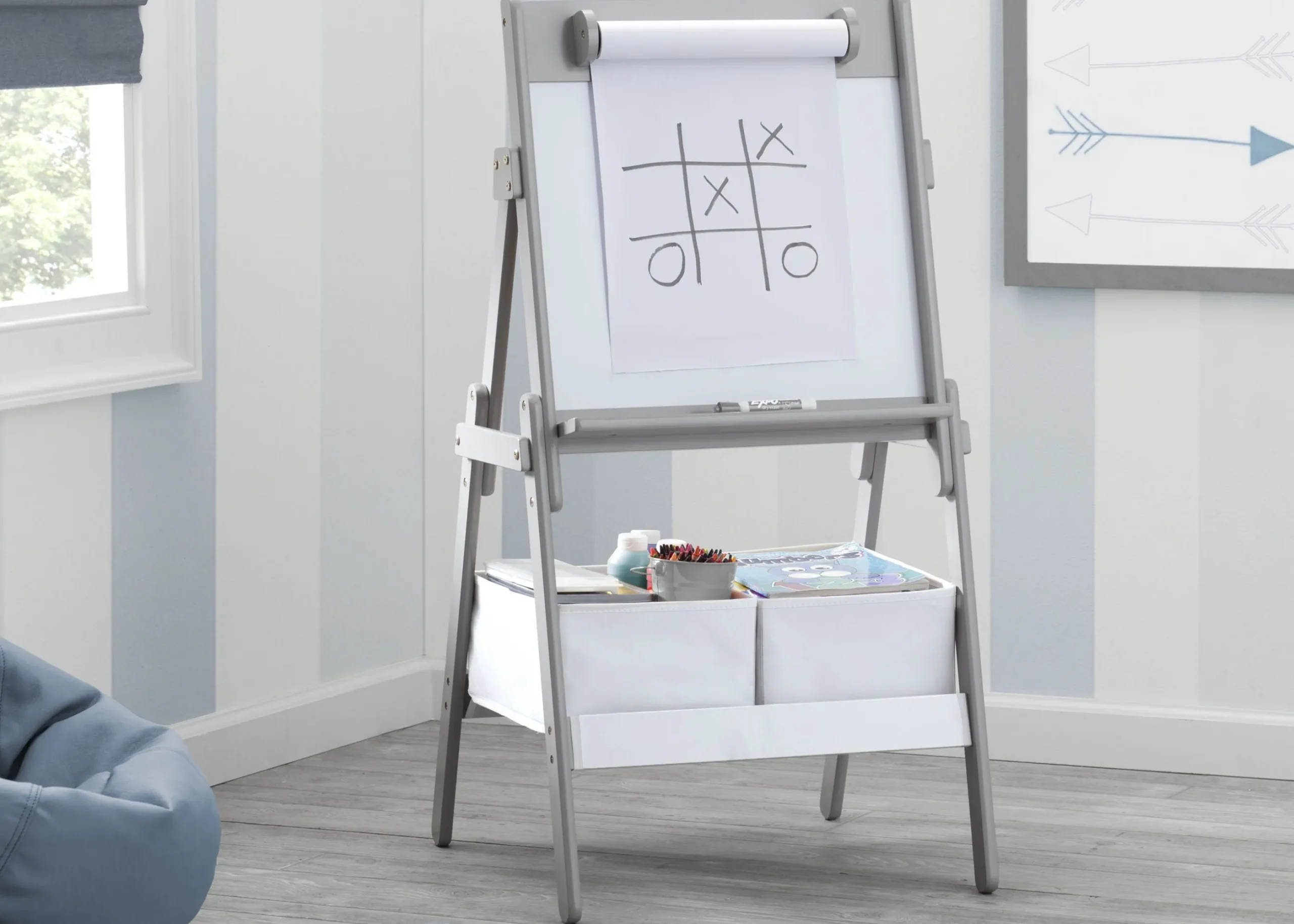 Classic Kids Whiteboard/Dry Erase Easel with Paper Roll and Storage