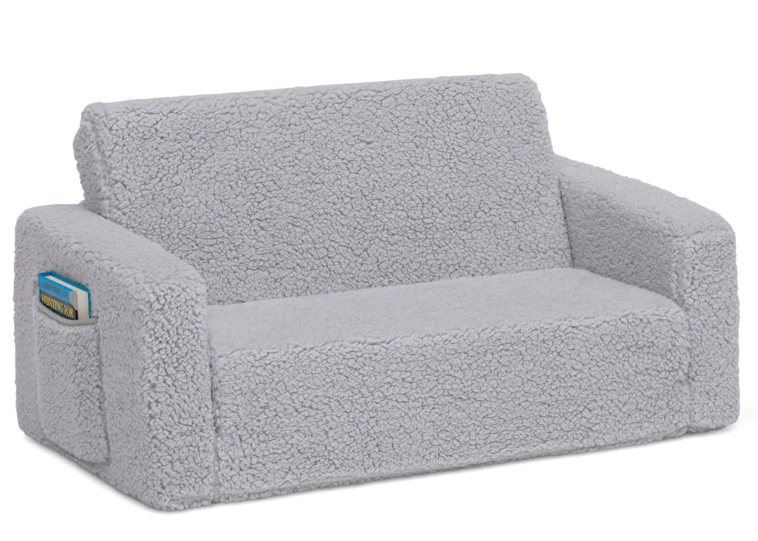 Cozee Flip-Out Sherpa 2-in-1 Convertible Sofa to Lounger for Kids
