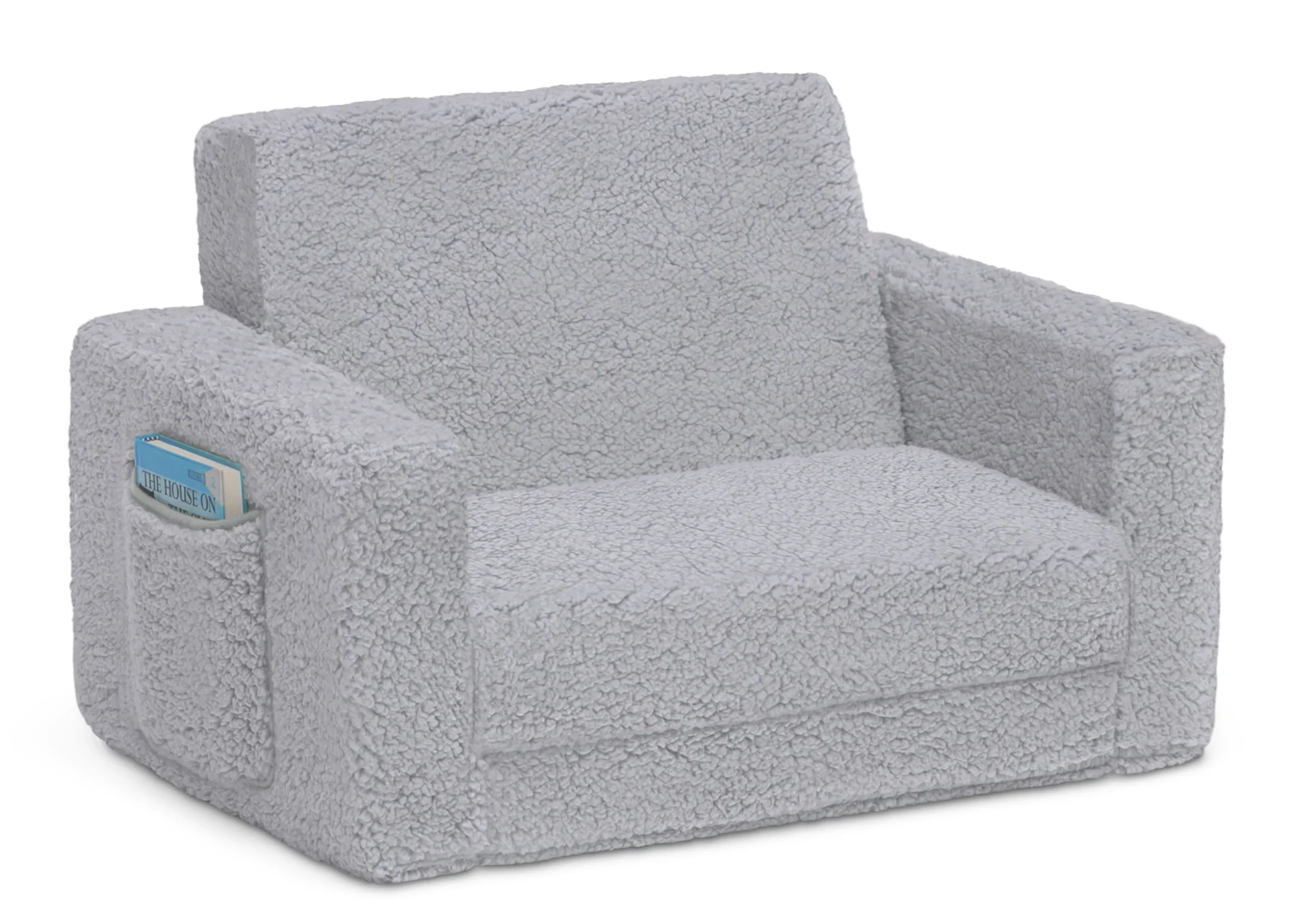 Cozee Flip-Out Sherpa 2-in-1 Convertible Chair to Lounger for Kids