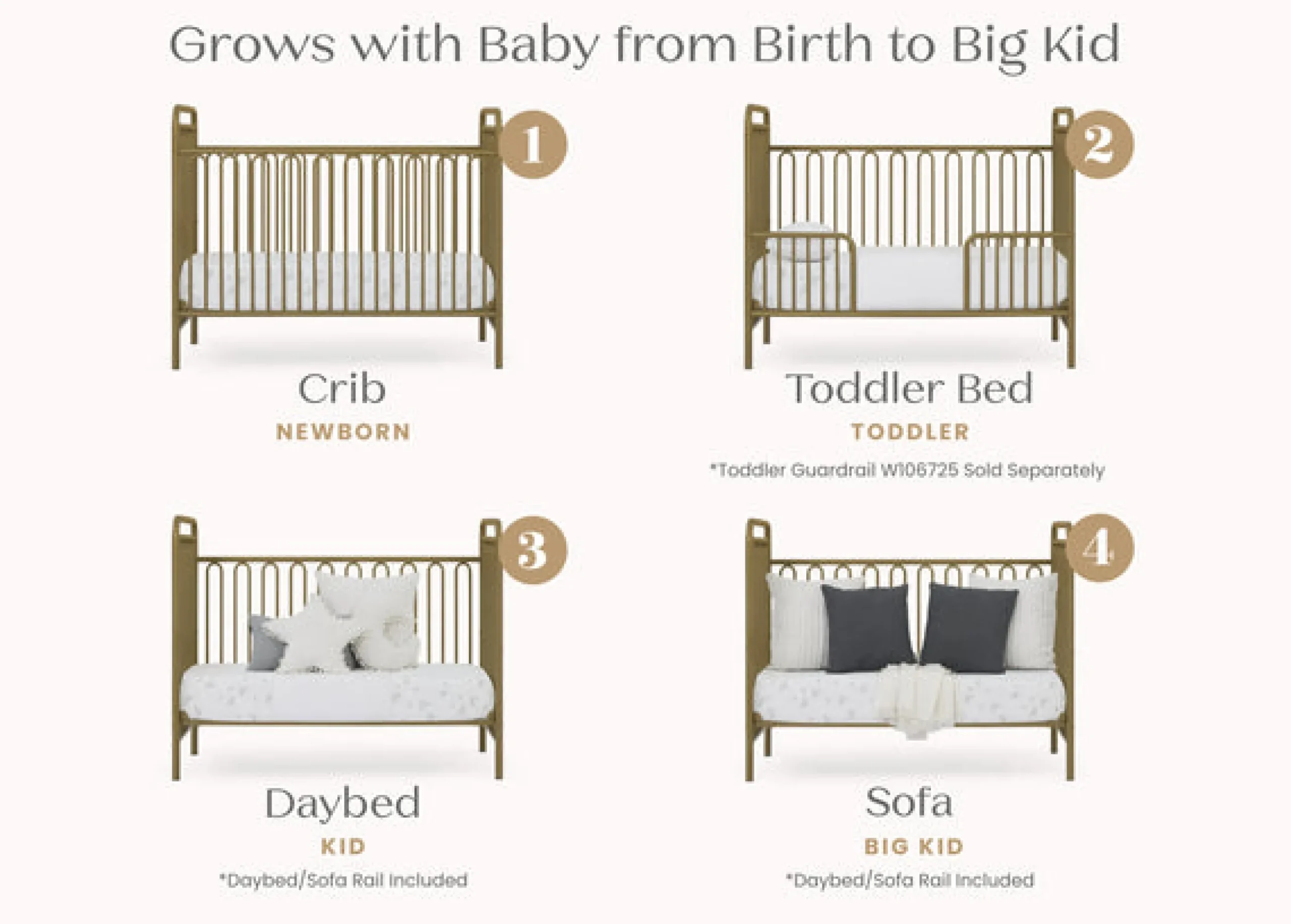 Darcy 4-in-1 Convertible Metal Crib