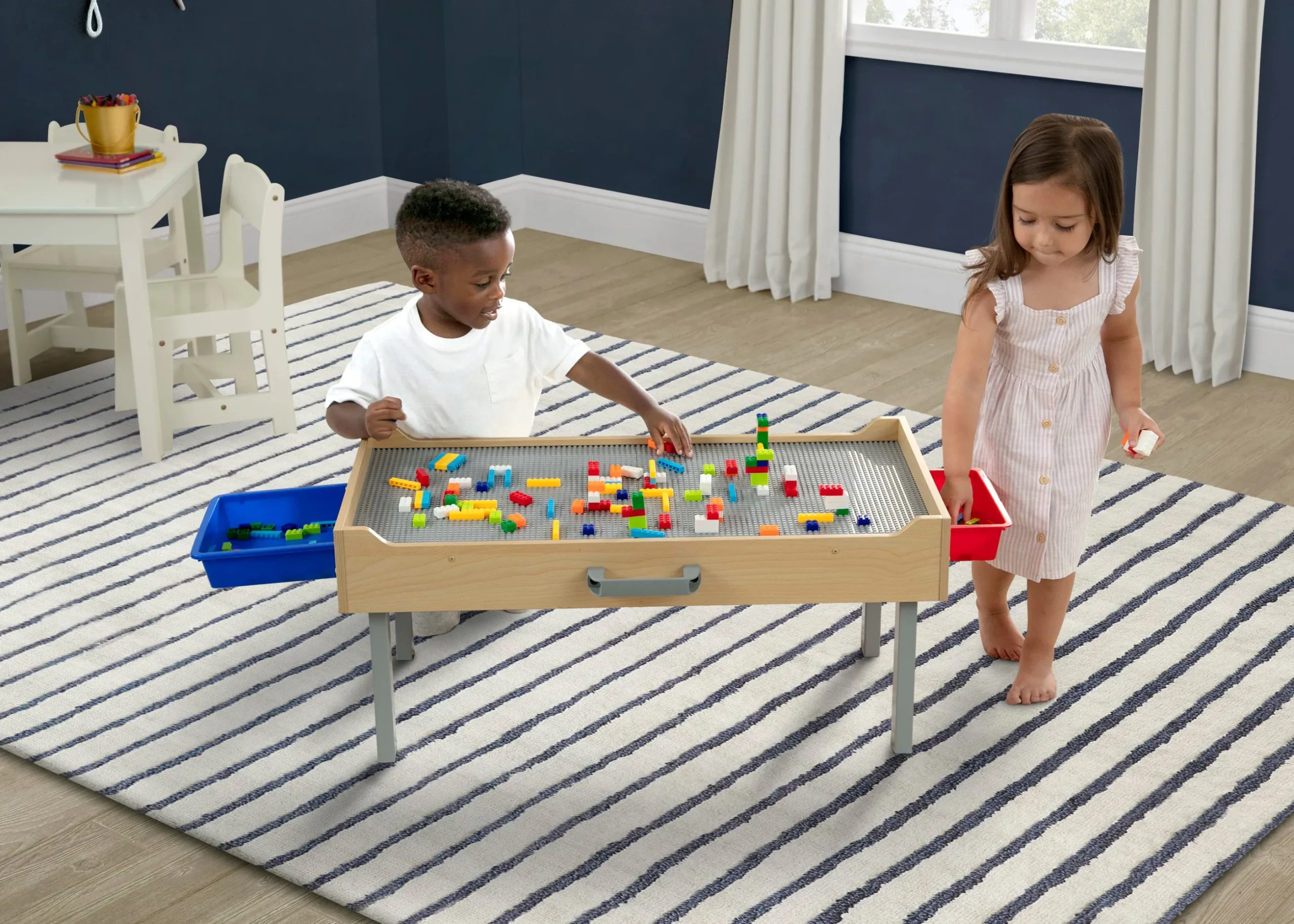 Play N Store Building Bricks Play Table with 100+ Play Bricks Included