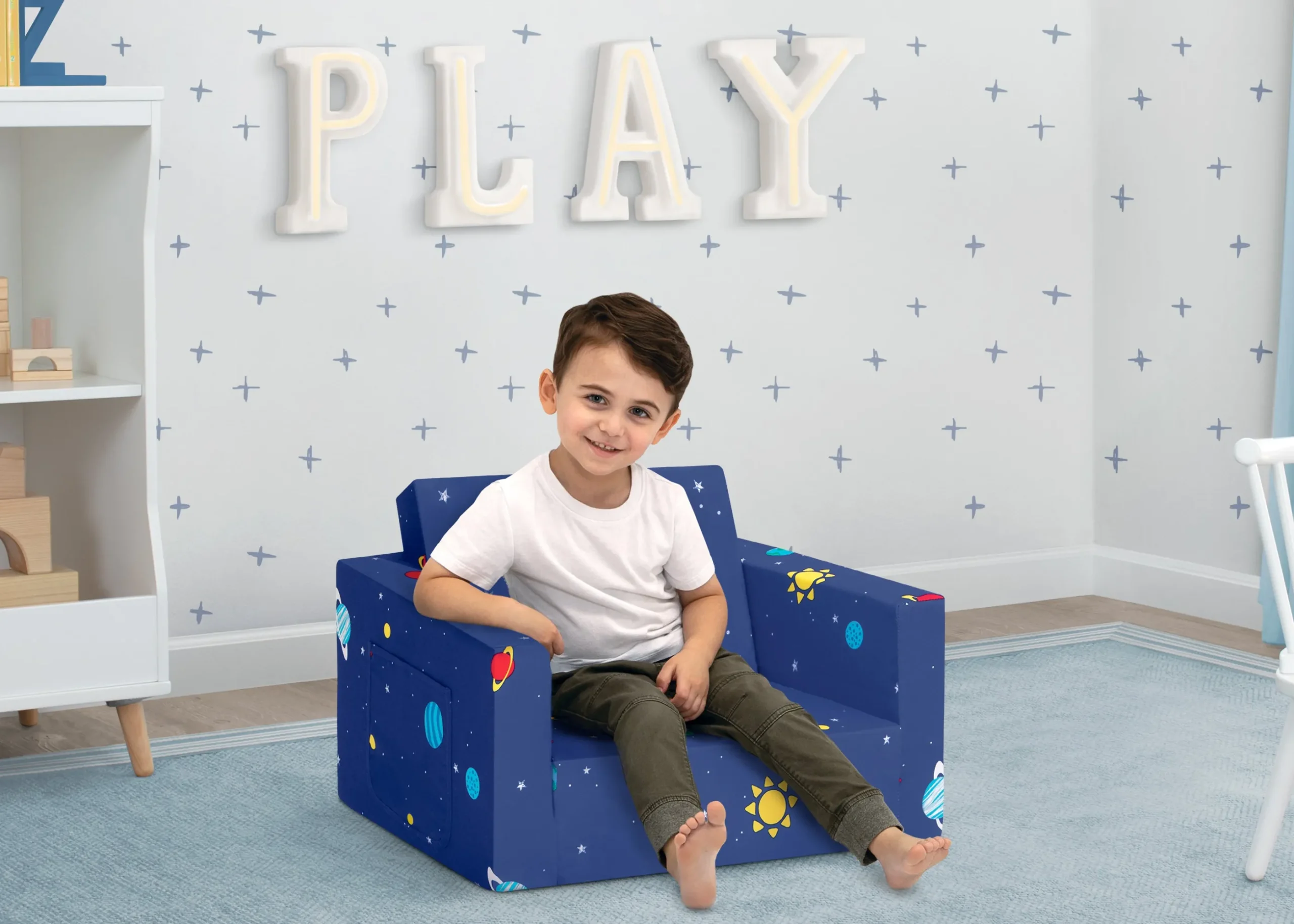 Spaceship Cozee Flip Out Chair - 2-in-1 Convertible Chair to Lounger for Kids