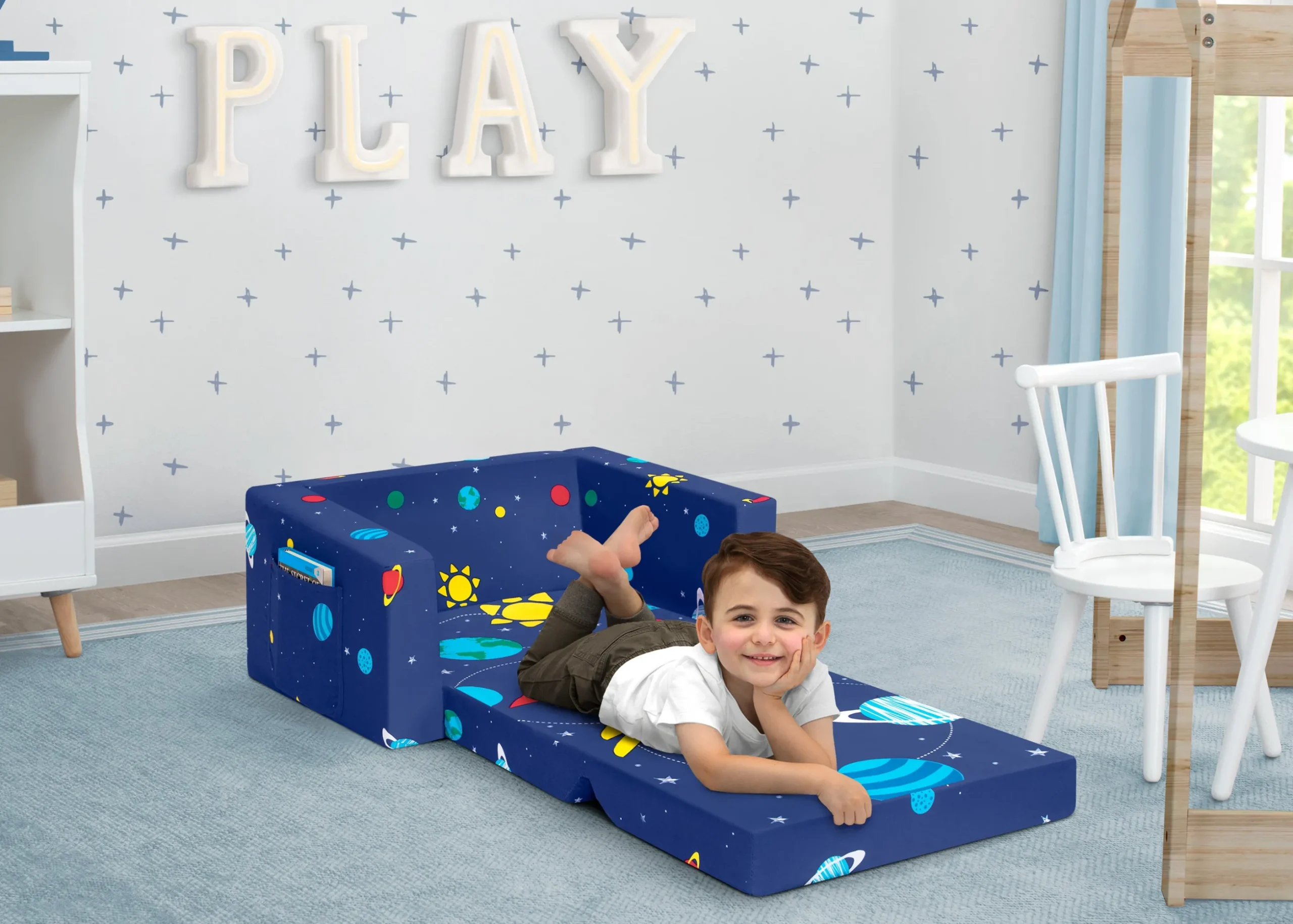 Spaceship Cozee Flip Out Chair - 2-in-1 Convertible Chair to Lounger for Kids