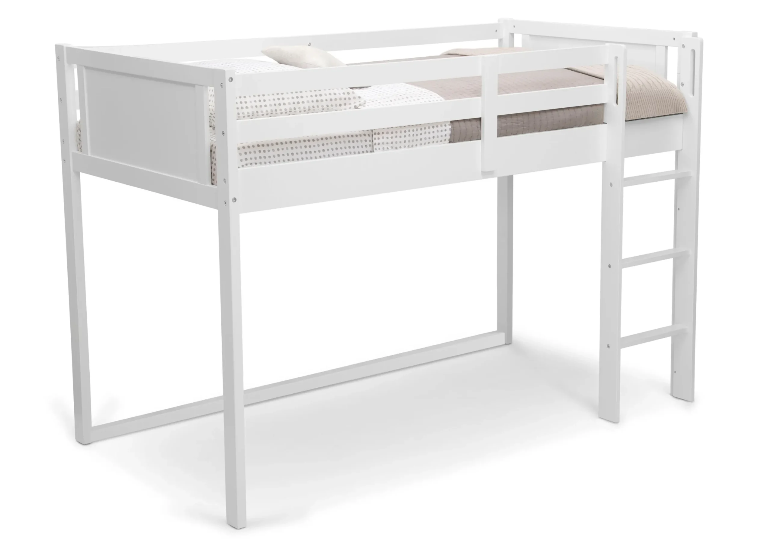 Twin Loft Bed with Guardrail and Ladder